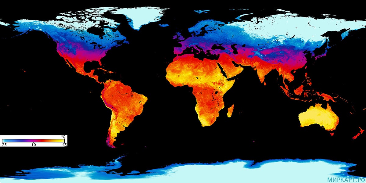 карта мира температура поверхности земли